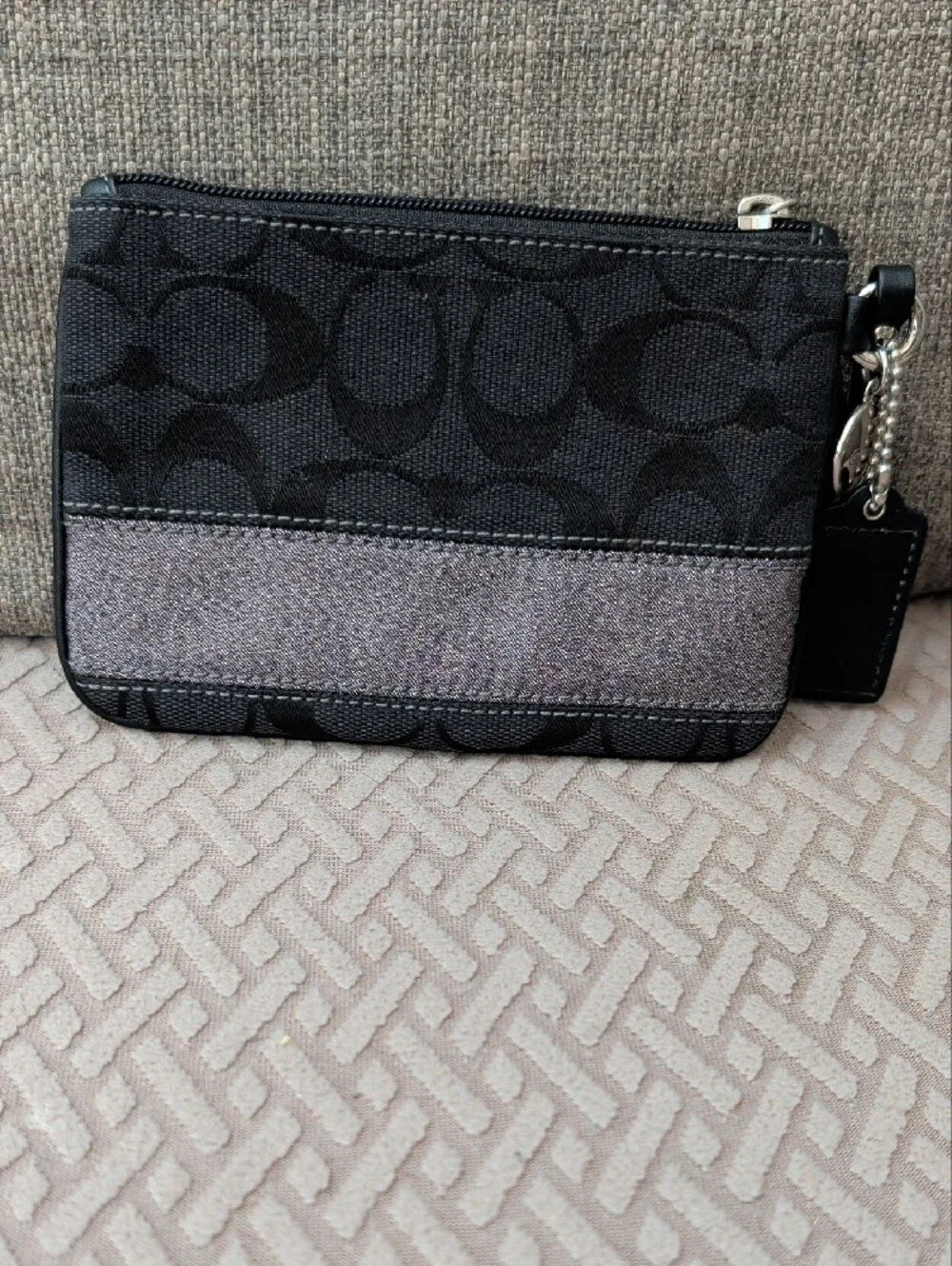 Coach Legacy 65th Anniversary Black Signature Canvas Striped Wristlet NWOT